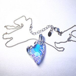 New Swarovski Crystal Heart Pendant & Sterling Silver Chain
